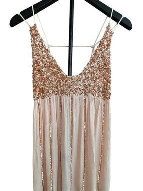 Free People Blush Pink Sequined Mini Dress